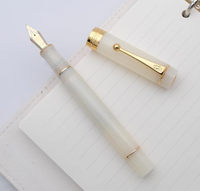 JINHAO 100 Fountain Pen with Ink Converter (Medium Nib 0.7mm, Semi Transparent White)