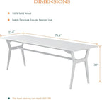 OSCHF Solid Wood Study Desk - 78.8" Double Long Computer Table for Home Office, 2-Person PC Workstation, White