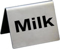 New Star Foodservice Stainless Steel Table Tent Sign (Silver (Milk), 2"x 2" (Set of 2))