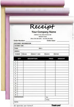 Personalized Invoice Book Custom 2 Part/3 Part Receipt Book Quote Estimate Order Forms Carbonless Form with Your Company Name Logo Address,2-10 Books (Style 15)