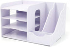 SONGWAY File Organizer for Desk - 4 Tier Vertical and Horizontal Document Holder, File Sorter, A4 Paper Storage Holder, Desktop Organizer for Home Office School Decoration, White