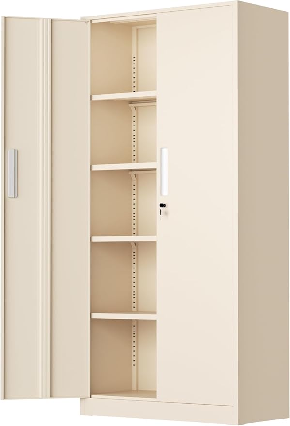 INTERGREAT Metal Storage Cabinet with Doors and Shelves,72" H Gray Steel Tool Locking Cabinet, Metal Storage Cabinets for Home Office, Warehouse, School