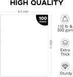 110lb White Cardstock 8.5x11, Goefun 100 Sheets Heavyweight White Card Stock 300 GSM for Invitations, Menus, Poster, DIY Card