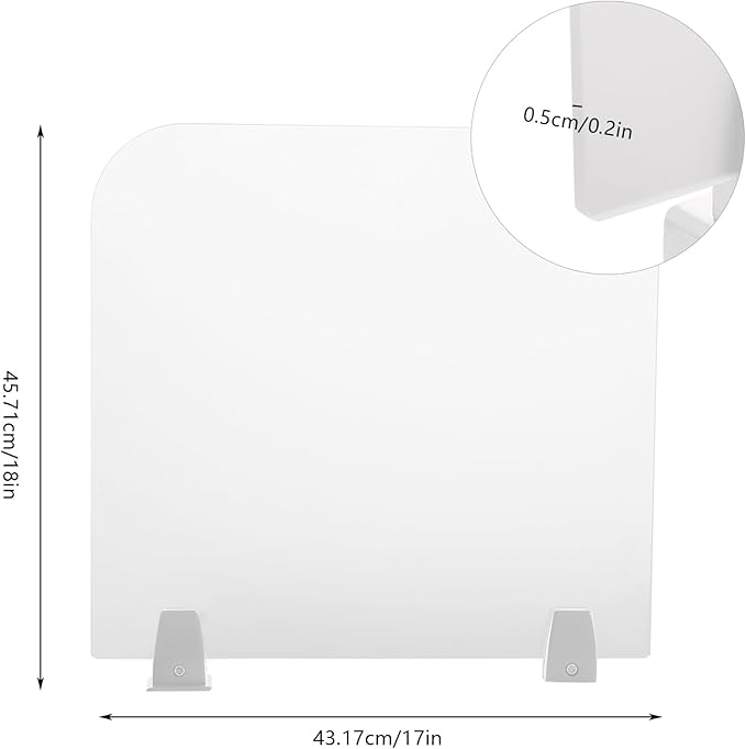 Desk Divider, Acrylic Desk Privacy Panels, Privacy Desk Screen, Frosted Acrylic Partitions with C-Type Clamps Acrylic Table Top Sneeze Guard for Offices Schools (17x18x2 in)
