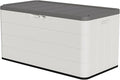Decksplore 100 Gallon Outdoor Storage Box Waterproof Lockable Resin Deck Box Large, Patio Storage Bin for Pool Accessories Cushion Furniture, Garden Tools, UV-Resistant Outside Delivery Black&White