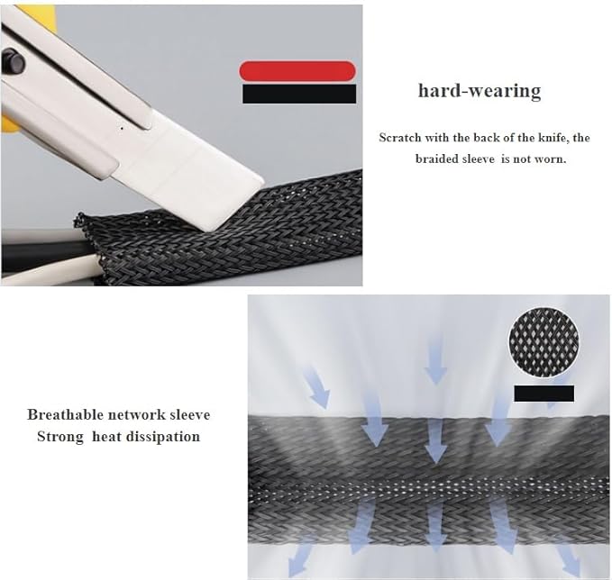 10ft - 1/4 inch Cord Protector Wire Loom Tubing Cable Sleeve Split Sleeve for USB Cable Power Cord Audio Video Cable - Management for TV Computer - Protect Cat from Chewing Cords - Black