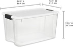Sterilite 4 Pack Ultra Latching Box, Storage Bins with Lids, Clear Plastic, 70 Quart - Heavy-Duty Organizing Containers for Closet, Bathroom, and Office