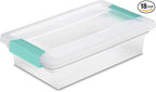 Sterilite 18-Pack Clip Box, Stackable Clear Plastic Bins with Latching Lids, Small - Writing, Arts or Crafts Supplies Storage Containers for Home, Office, Classroom and Workshop Organization