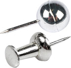 JAM PAPER Colorful Push Pins - Flat & Round Head Thumb Tack Combo Set - Silver Pushpins - 200/Pack