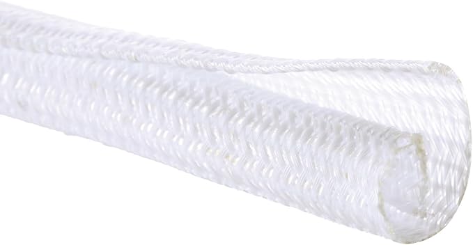 QCSIW 1/2" x 10ft Black/White Cable Sleeve - Protects Cords from Pets & Organizes Wires - Modern Style - Polyester Material - Flame Retardant - Easy to Use & Cut(White, 1/2"-10ft)