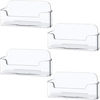 Qizpcer 4 Pack Clear Plastic Business Card Holder,Acrylic Business Card Display for Desk Business Card Stand