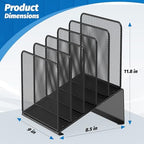 Inclined 5-Section Desk File Organizer, Vertical File Folder Holder File Sorter File Organizer for Desk Desktop Organization for Office Classroom