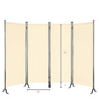 Proman Products - Galaxy 4 Panel Section Privacy Folding Screen Divider, Water Repellent Fabric Room Divider with Black Powder Coated Metal Frame for Indoors or Outdoors (Beige)
