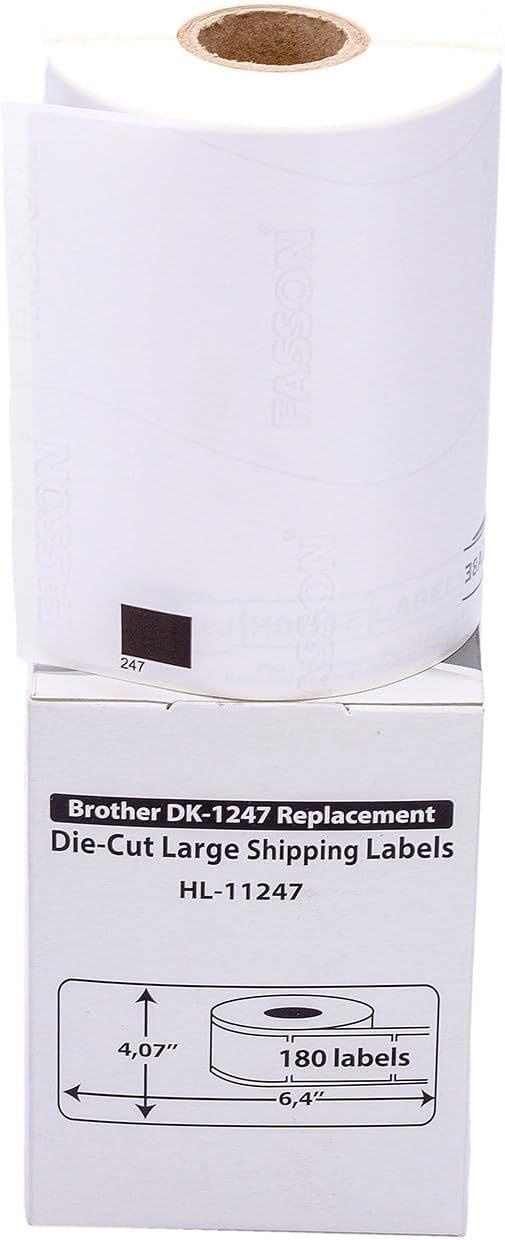HOUSELABELS Compatible with DK-1247 Replacement Roll for Brother QL Label Printers; 180 Large Shipping Labels; 4.07" x 6.4" (103mm*163mm) - 4 Rolls