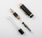 JINHAO 1935 Fountain Pen TIANDAO Series #8 Nib Ink Pen with Guitar-Shaped Clip and Ink Converter (F Nib 0.5mm, Black)