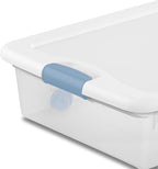 Sterilite 4-Pack Latching Box, Under Bed Storage Bins with Lids, Clear Plastic, 56 Quart - Heavy-Duty Organizing Containers for Closet, Bathroom, and Office