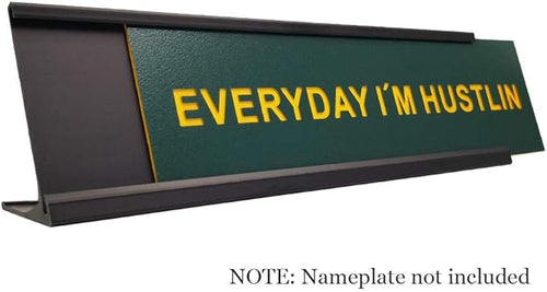 2" x 8" Aluminum Desk Name Plate Holder, Office Business Desk Sign Holder Desktop 2 Pack (Black)