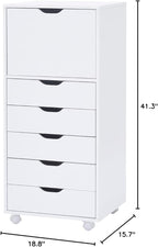 Naomi Home Carly 6-Drawer Craft & Office Storage Cabinet – Rolling Storage Drawers with Lockable Casters, Compact for Craft Rooms, Offices, Under Desk, 18.8" D x 15.7" W x 41.3" H