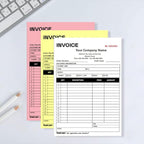 Custom Carbonless Sales Invoice Form Books for Small Business, Personalized NCR 3-Part Receipt Book with Carbon Copies, Cover Add Company Name, Address and Number Printed