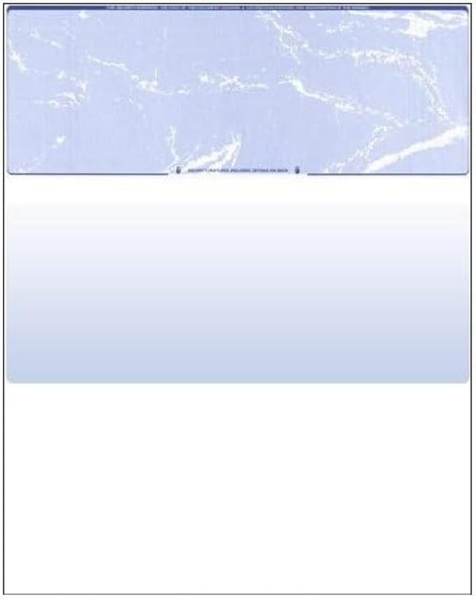 Business Voucher Check Stock - 2500 Sheets, Check on Top, Blue Marble