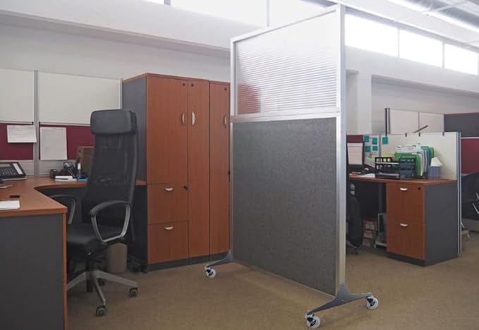 Versare Hush Screen Portable Room Divider | Workstation Wall Divider | Freestanding Privacy Hush Panels | Clear Windows | Fabric Office Divider Screen | Great for Room Separation
