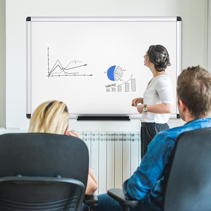 VIZ-PRO Large Magnetic Dry Erase White Board for Wall, 72 X 48 inches, Pack of 2, 6' x 4' Aluminum Framed Whiteboard with Marker Tray for School Office Home