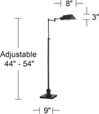 Regency Hill Jenson Traditional Farmhouse Adjustable Pharmacy Floor Lamp Standing Base Swing Arm 54" Tall Dark Bronze Metal Bright Downward Light for Living Room Reading House Bedroom