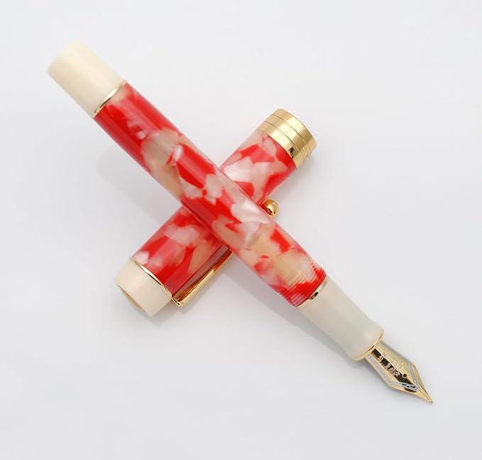 JINHAO 100 Fountain Pen with Ink Converter (Medium Nib 0.7mm, Red White Koi-A)