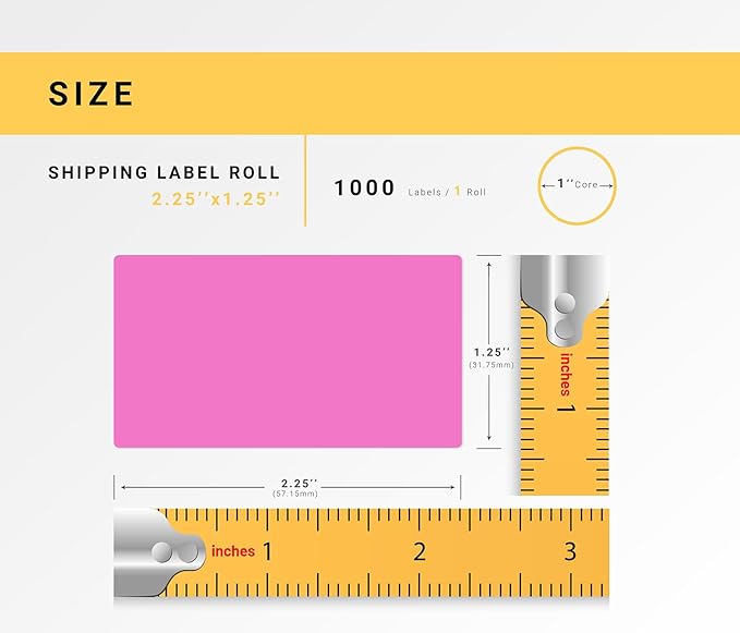 HOUSELABELS 2.25" x 1.25" Pink Address Labels on 1" Core Compatible with Zebra and Rollo Printers, 28 Rolls / 1,000 Labels per Roll