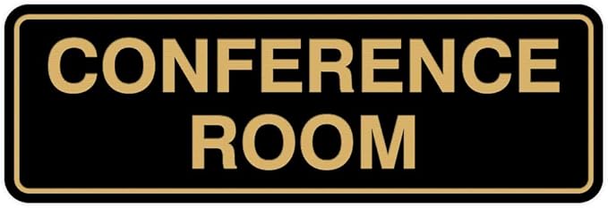 Standard Conference Room Sign - Black/Gold - Large 2 Pack