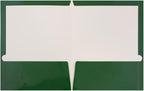 JAM PAPER Laminated Two Pocket Glossy School Folders - Letter Size - High Gloss Green - Bulk 100/Box