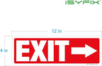 iSYFIX Exit Signs Stickers 2 Pack 12x4 Inch - Laminated Premium Vinyl Directional Right Arrow Signs for Buildings, Office, Workplace, Stores, Schools, Theaters, Parking, Restaurants, Factories