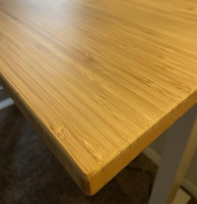 FLEXISPOT Bamboo Electric Standing Desk with Elegant Oval Legs & Curved Desktop, 55"x28" Height Adjustable Desk for Home Office & Living Spaces, White Frame