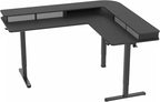 VIVO Electric Mobile Corner 75 x 63 inch 2 Tier Stand Up L-Shaped Desk, Height Adjustable, Memory Controller, Storage Drawers, Black Top Black Frame, DESK-E3CVB-75