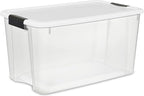 Sterilite 12-Pack Ultra Latching Box, Storage Bins with Lids, Clear Plastic, 70 Quart - Heavy-Duty Organizing Containers for Closet, Bathroom, and Office