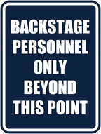 Portrait Round Backstage Personnel Only Beyond This Point Door or Wall Sign Easy Installation | Music | Concert | Festivals Sign (Navy Blue/White) - Small