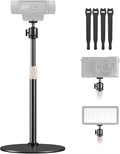 Upgraded Webcam Stand for Desk, Telescopic Webcam Tripod Mount with Ball Head, Compatible with Logitech Camera C922 C930e C920S C920 C615 C960 C920x BRIO 4K NexiGo N60, Phone Holder with 1/4" Thread
