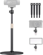 Upgraded Webcam Stand for Desk, Telescopic Webcam Tripod Mount with Ball Head, Compatible with Logitech Camera C922 C930e C920S C920 C615 C960 C920x BRIO 4K NexiGo N60, Phone Holder with 1/4" Thread