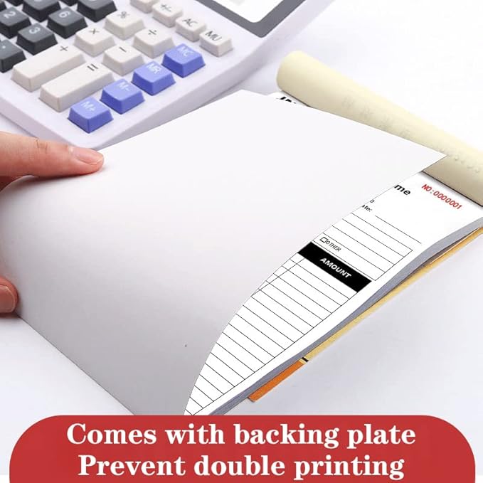 Custom Carbonless Sales Invoice Form Books for Small Business, Personalized NCR 2-Part Receipt Book with Carbon Copies, Cover Add Company Name, Address and Number Printed