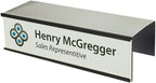 The Original Over the Cube - Quality Aluminum, Changeable Cubicle Nameplate Holder, Satin Silver Base, and Matte Black Name Plate Holder, (2.75" cubicle wall depth) - Made in the USA
