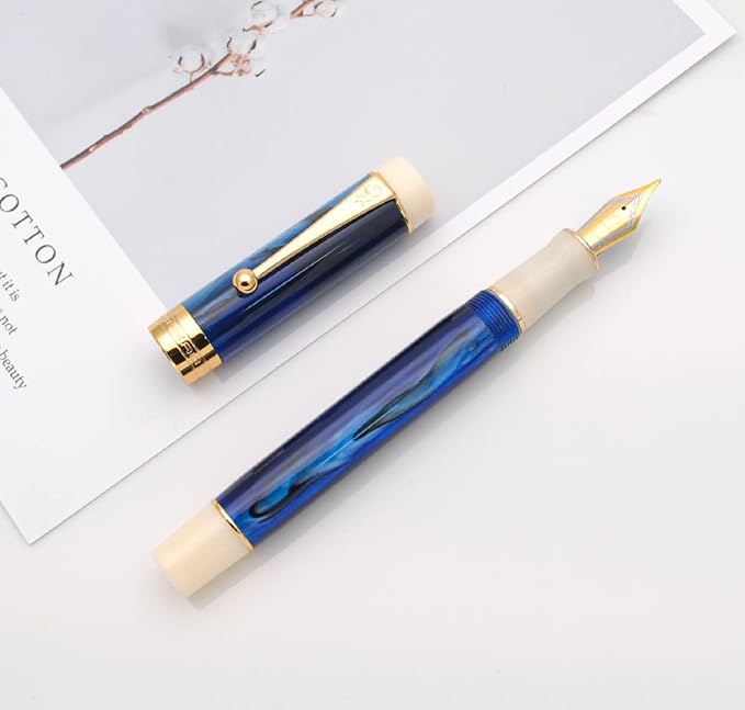 JINHAO 100 Fountain Pen with Ink Converter (Medium Nib 0.7mm, Galaxy Blue-B)