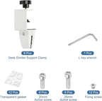 PATIKIL 6 Pcs 1/8" to 1/2" Adjustable Desk Divider Partition Clips, Aluminum Sneeze Guard Support Clamps Desktop Divider Clips for Offices Stores,Counter Privacy Panel,White