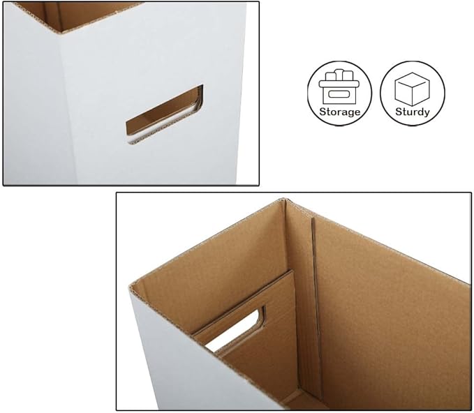 ANDPLAY 10 Pcs Comic Books Storage Boxes With Lids Short Holds 150-175 Stackable Durable Archive White Comic Book Storage