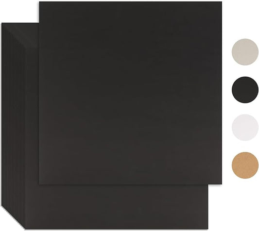 25 Pcs Book Board, Binder Board, Cover Board, Heavy Duty Chipboard for Book Binding, DIY Cardboard (Black, 12 x 12 Inch 80PT)
