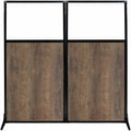 Versare Workstation Partition | Portable Wall Divider | Modern Office Cubicle | Free Standing Privacy Screen | Flexible Work Space | 66" x 70" Urban Oak Wood Grain Panels with Clear Window