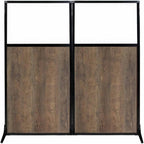 Versare Workstation Partition | Portable Wall Divider | Modern Office Cubicle | Free Standing Privacy Screen | Flexible Work Space | 66" x 70" Urban Oak Wood Grain Panels with Clear Window