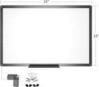 VIZ-PRO Magnetic Whiteboard/Dry Erase Board with Black Aluminium Frame, 24 X 18 Inches, Includes 1 Eraser & 2 Markers & 4 Magnets