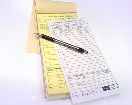 2 Part Carbon-Less Material & Labor Record Books (20 Books)