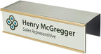 Over the Cube The Original Quality Aluminum, Changeable Cubicle Nameplate Holder, Satin Silver Base, and Polished Yellow Gold Name Plate Holder, (2.75" cubicle wall depth) - Made in the USA