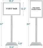 Golemas Sign Stand for Display, 11lbs Integrated Rod Heavy Duty Pedestal Floor Signage Stand Holder, for Outdoor or Indoor Advertising (11 x 17, Silver, 3Pack)